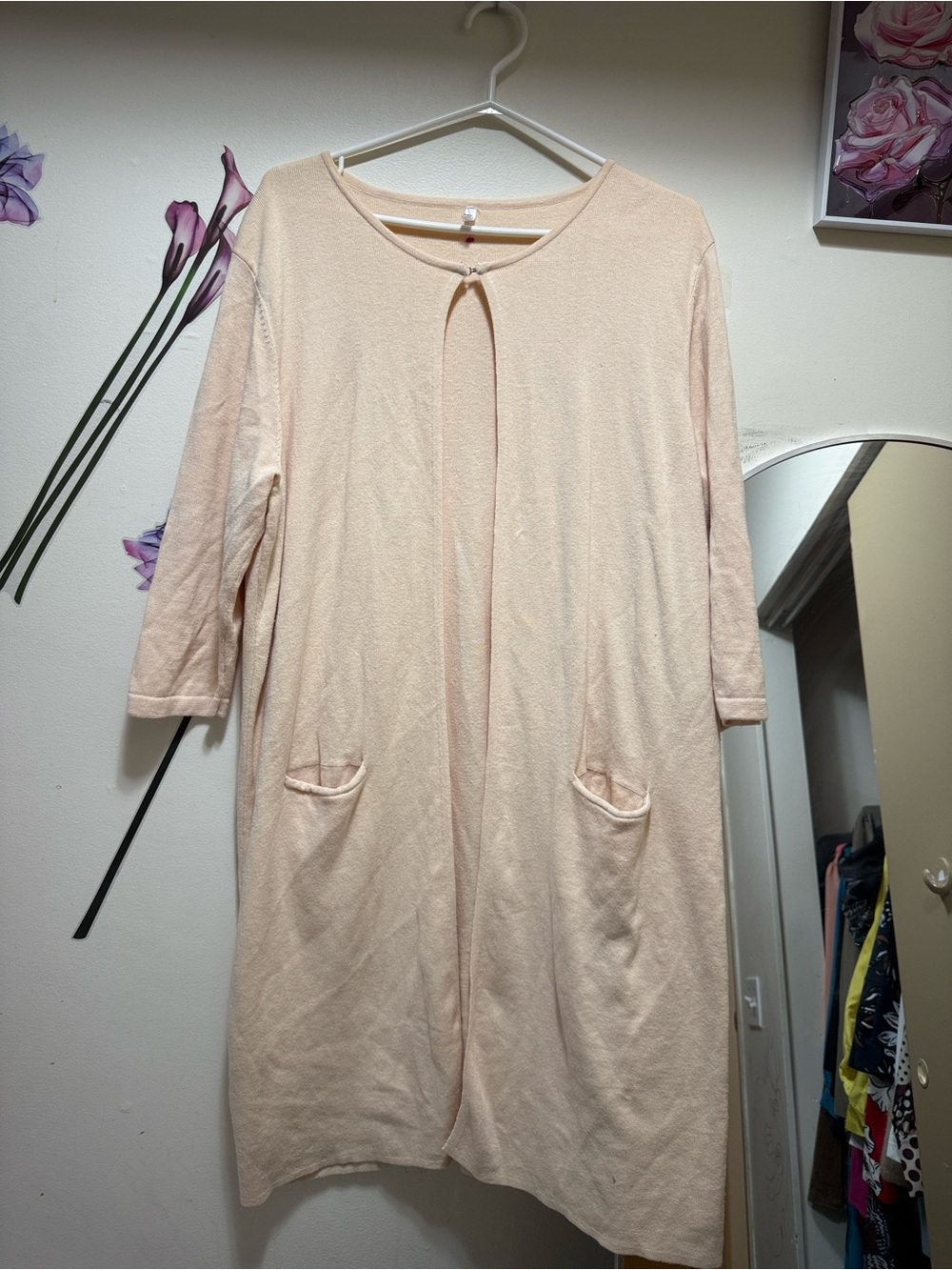 Blue Sky Peach Knee-Length Lightweight Lounge Robe